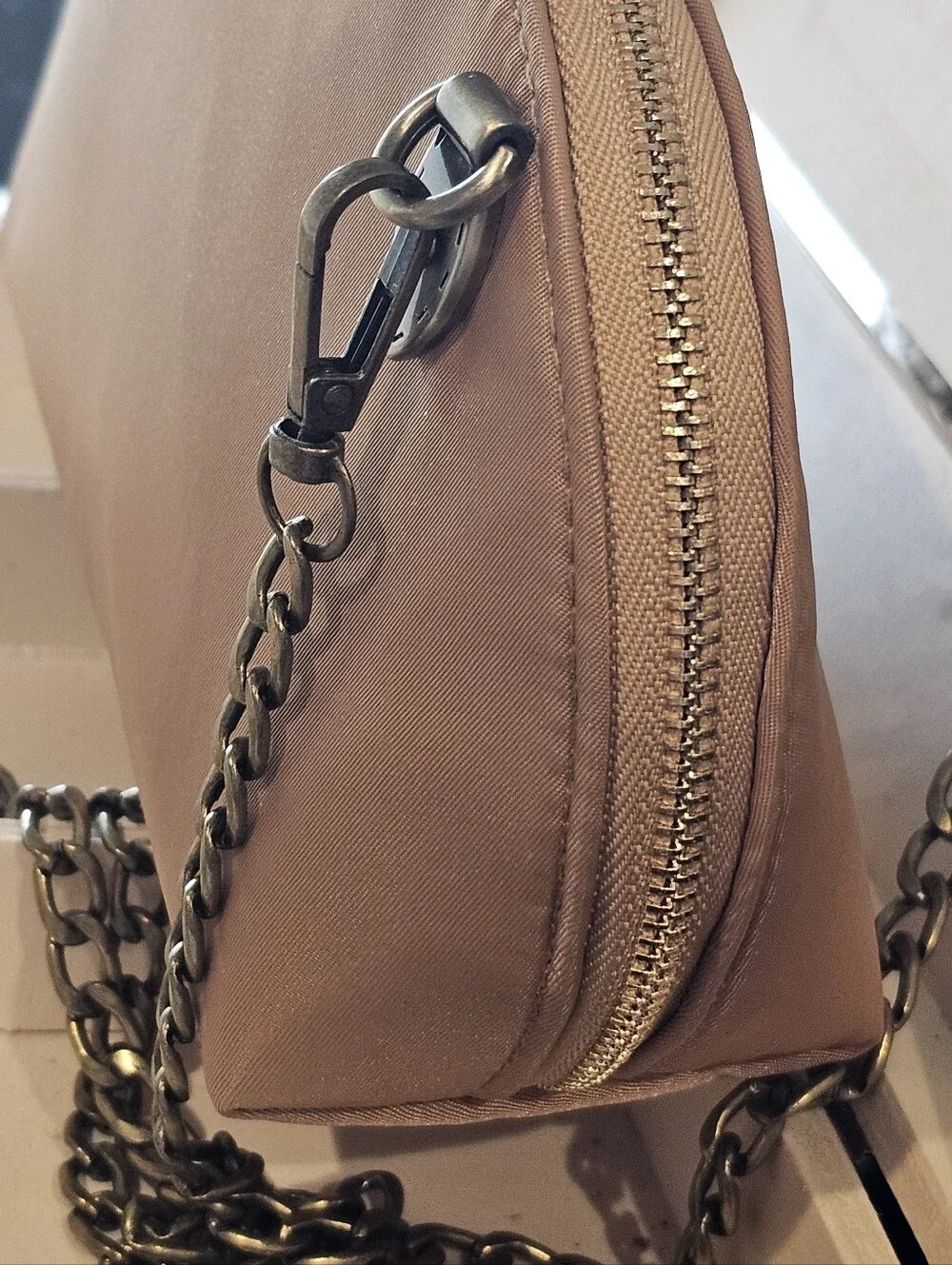 Burberry Tan Clutch with Bronze Crosbody Chain Added NWOT - Picture 5 of 14